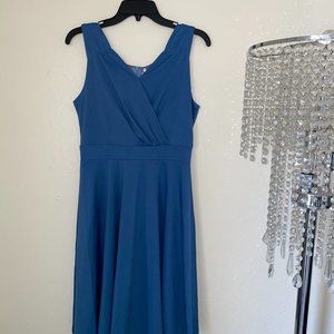 NWT Grace Karin  Blue Swing Sleeveless Dress w/ Zipper Size SMALL